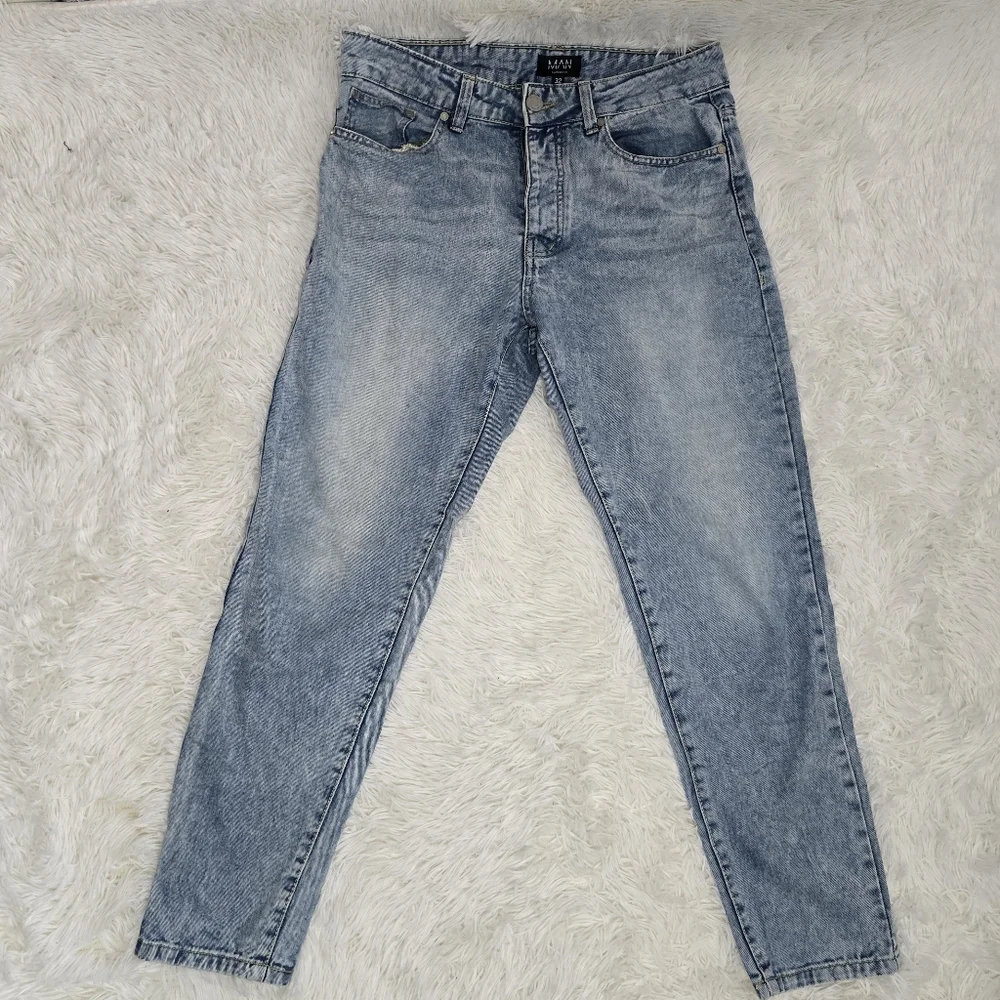 BoohooMAN Light Wash Straight Leg Button Fly Rigid Jeans 32 Long